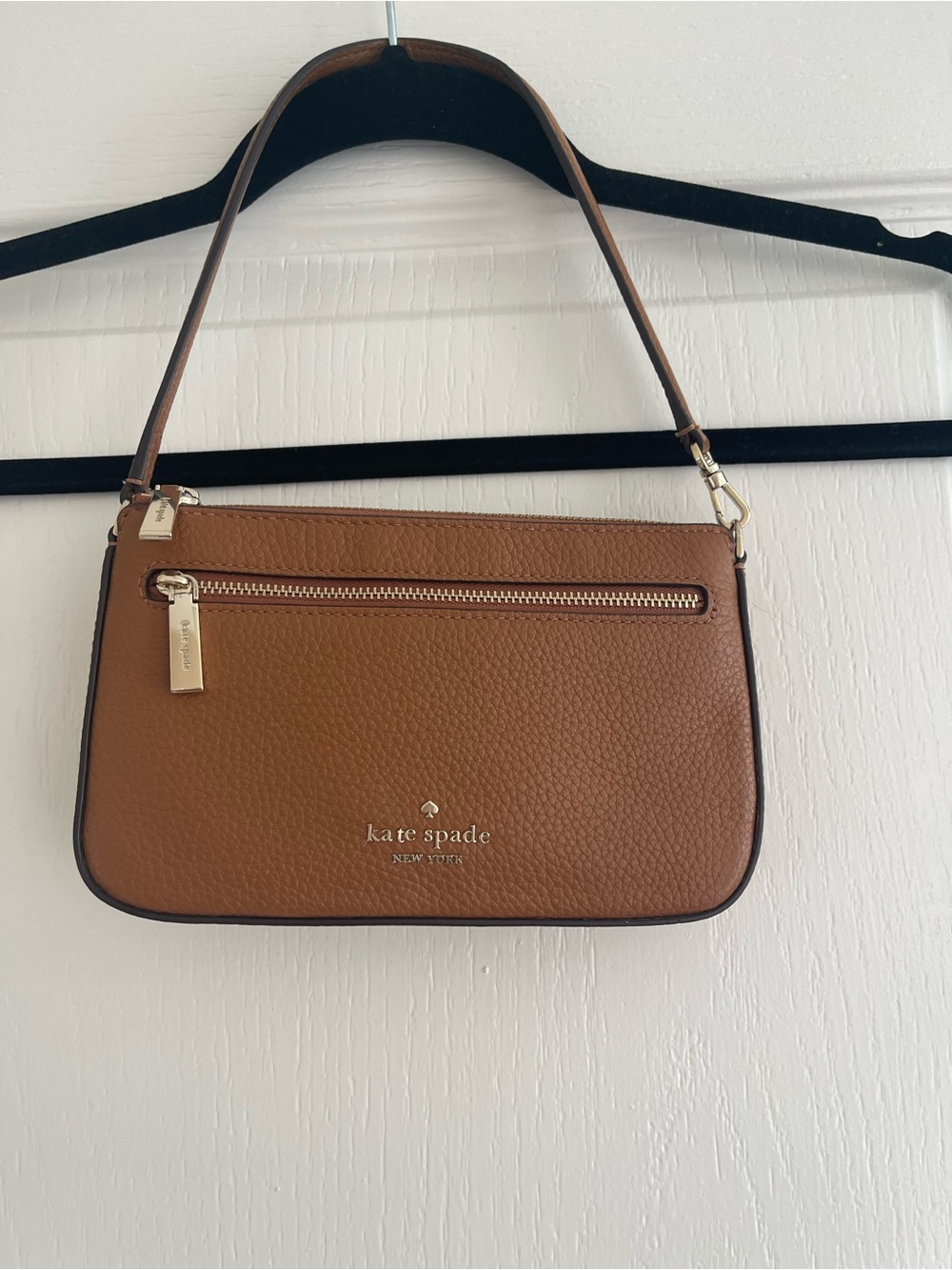 Kate Spade Pebbled Leather Shoulder Bag in Brown with Gold Hardware